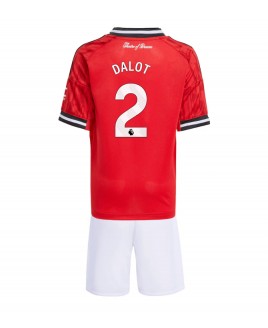 Günstige Manchester United Diogo Dalot #2 Heimtrikotsatz Kinder 2025-26 Kurzarm (+ Kurze Hosen)